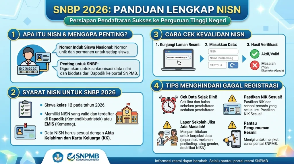 NISN untuk SNBP 2026: Syarat, Cara Cek Validitas, dan Tips Agar Tidak Gagal Daftar 2 NISN untuk SNBP 2026